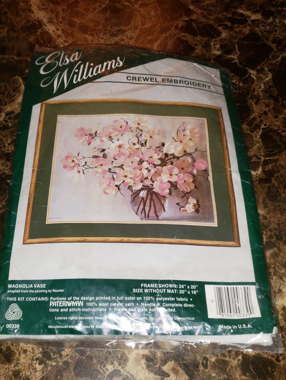 Vintage Elsa Williams Crewel Embroidery Kit "Magnolia Vase" - Picture 4 of 11